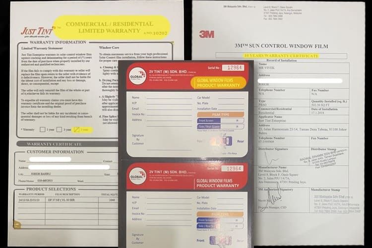 Warranty certificates